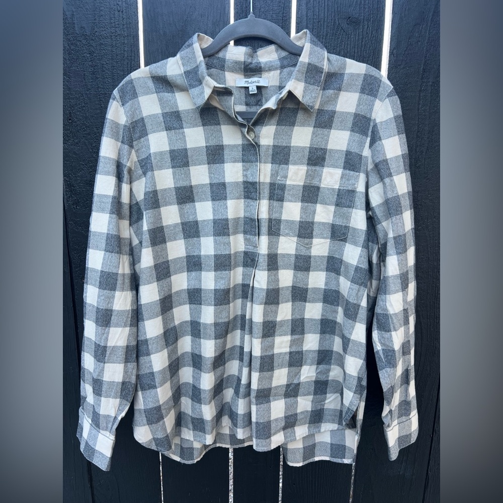 Madewell Black and White Checkered Shirt